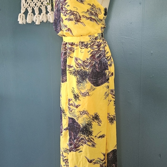 Guess Maxi Dress Yellow Purple Floral – Halter Backless Summer Dress – Size Smal - Picture 7 of 16